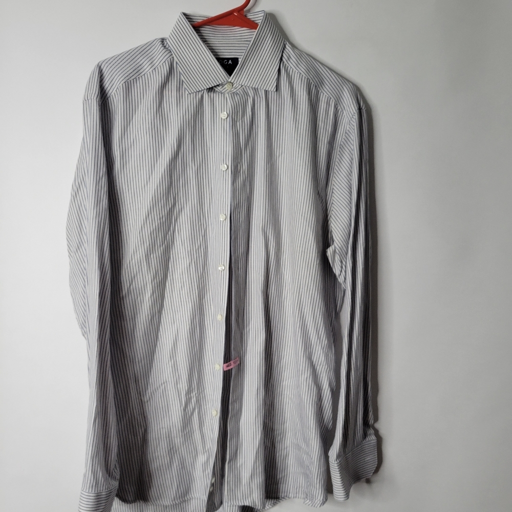 Boga Slim Fit Striped Button Down Size 16.5 X 35
